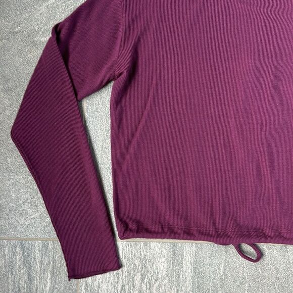 NWT REVOLVE Chaser Long Sleeve 3/4 Zipper Mock Neck Semi Cropped Tee Brandy S - Picture 10 of 14